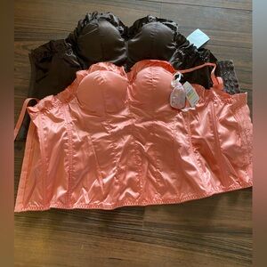 Brown or  Pink Satin corset top